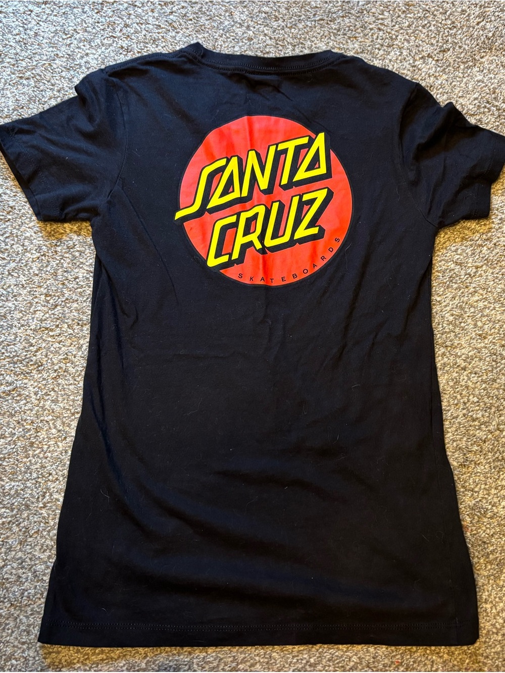 Santa Cruz Skateboards Black Tee with Red and Yellow Logo